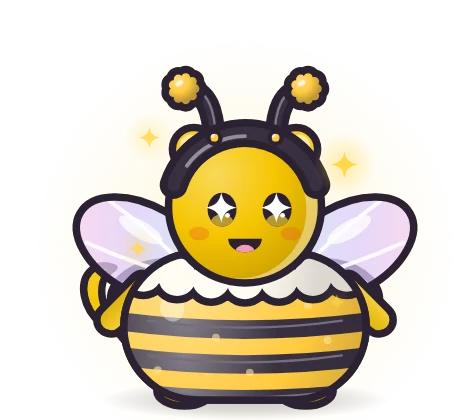 A Spark pet wearing the Bee Buzz set: Buzzy Antennae, Buzzy Suit and Buzzy Wings.