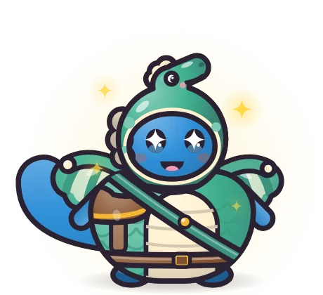 A Tide pet wearing the Dragon Friend set: Dragon Hood, Saddle Vest and Round Wings.