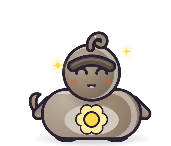 A happy brown Stone pet with a round rocky brow.